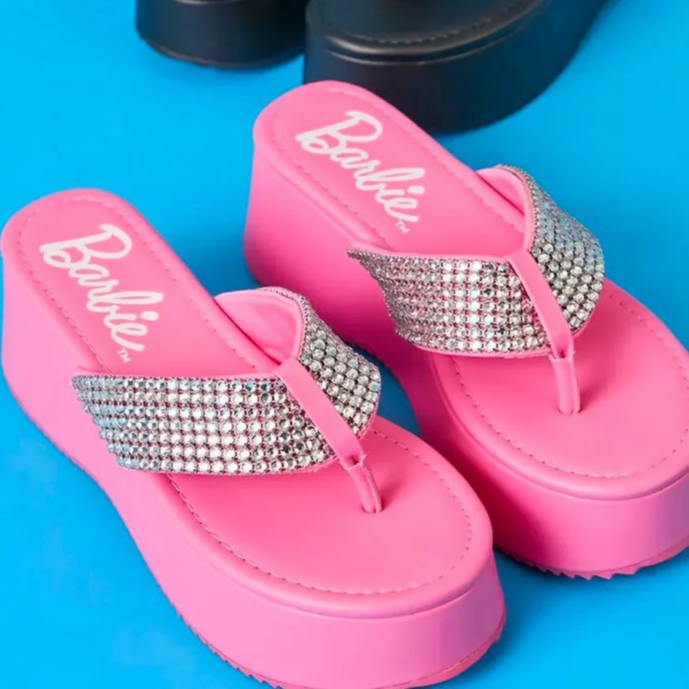 Barbie Pink Rhinestone Platform Sandals